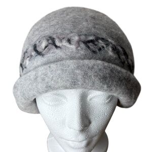 Artisan Grey Felted Wool Cloche Hat Bowler Winter Grannycore
